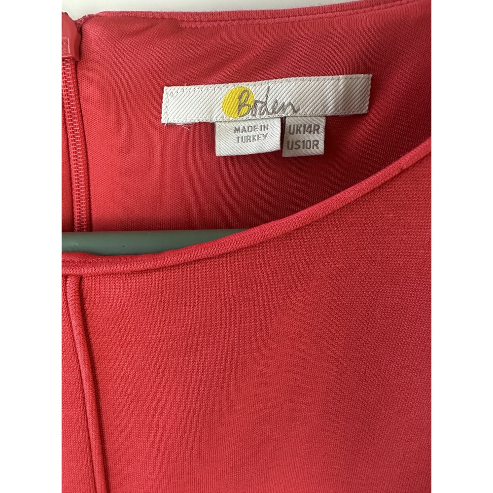 Boden Zeta Ponte Dress W/Tie Belt Pop Peony Red Shift Sheath Sleeveless Size 10 - Picture 14 of 16